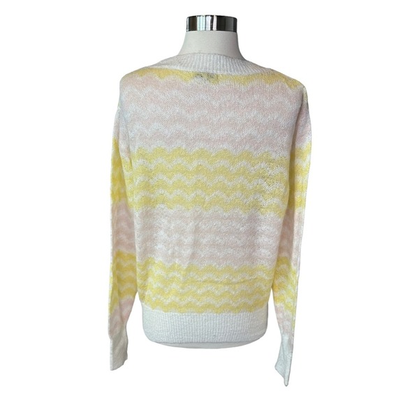Frnch Sweater Womens Striped Long Sleeve Stretch Scoop Neck Yellow Large NWOT - Picture 5 of 9